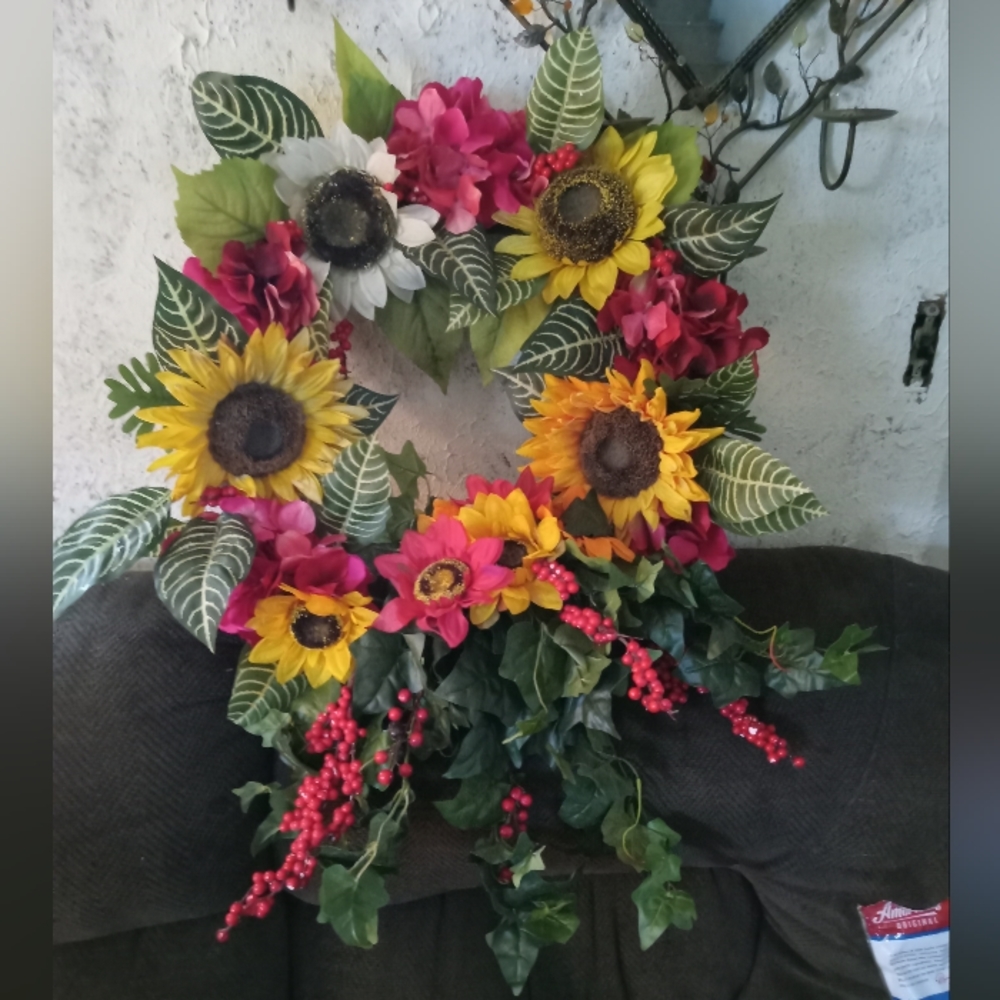 Huge Hand Crafted Flower and Vine wreath